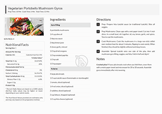 Meal plan Vegetarian Portobello Mushroom Gyros Recipe